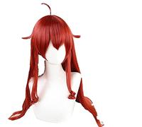 WHBHD Anime Mushoku Tensei Eris Boreas Cosplay Rojo Largo Peluca Libro Reencarnación + Peluca Cap Peludo Sintético Chicas Mujeres