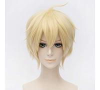 WHBHD Anime Seraph of The End Mikaela Hyakuya Wig Cosplay COSTUCHE Men & Mujeres Pelo Amarillo Corto Pelucas de Fiesta de Halloween