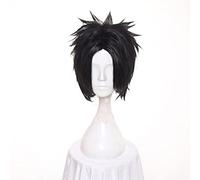 WHBHD Anime Uchiha Sasuke Cosplay Black Wig Peluca Corta Resistente al Calor Cabello de Fibra + Peluca Cap + Diadema Party Props Play Play