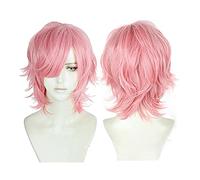 WHBHD Ayato Yuri Cosplay Peluca Anime Yarichin Bitch BU Club Rosa Rosa Corta Resistente al Calor Sintético Halloween Pelucas Pelucas + Peluca Cap
