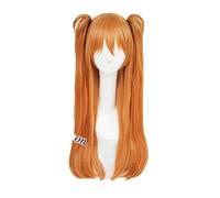 WHBHD Cabello Eva Asuka Langley Soryu Long Anaranjado Anaranjado Resistente al Cosplay Cosplay Peluca con 2 Clips de Cola de Caballo
