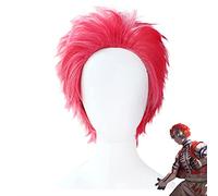 WHBHD Cosplay Accesorio Anime Demon Slayer: Kimetsu No Yaiba Cosplay Largo Curly Hair Peluca Sintética Gold Marrón Gradiente Rojo Corta Red Straight Wig ( Color : Auburn , Size : One Size )
