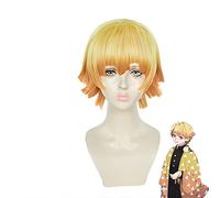 WHBHD Cosplay Accesorio Anime Demon Slayer: Kimetsu No Yaiba Cosplay Largo Curly Hair Peluca Sintética Gold Marrón Gradiente Rojo Corta Red Straight Wig ( Color : Yellow , Size : One Size )