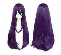 WHBHD Ddlc Doki Doki Literatura Club Yuri Cosplay Peluca Púrpura Purra Largo Resistente al Pelo Sintético Películas Pelucas Pelucas + Peluca Cap