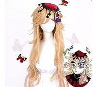 WHBHD Douma Cosplay Wig Demon Killer: Kimetsu No Yaiba Halloween Party Blonde Long Fiber Sintetic Hair