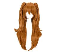 WHBHD Eva Asuka Langley Soryu Cosplay Pelucas largas Naranja con 2 Clips de Cola de Caballo Peluca de Pelo sintético Resistente al Calor + Tapa de Peluca
