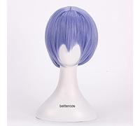 WHBHD Eva Neon Genesis Evangelion Ayanami Rei Cosplay Pelucas Corta Luz Azul Azul Resistente al Caliente Peluca Sintética + Peluca Cap