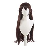 WHBHD GENSHIN Impact Ámbar Cosplay Pelucas Juego Cosplay Larga marrón Peluca Recta con Flequillo Pelo sintético Resistente al Calor