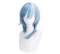 WHBHD GENSHIN Impact EULA Cosplay Mujeres 48 CM Wig Corto Peluca Azul Anime Cosplay Pelucas Pelucas sintéticas Resistentes al Calor Tocarización de rol