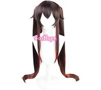 WHBHD Genshin Impact hutao Cosplay Mujeres 110 cm Larga Peluca marrón Peluca Cosplay Anime Cosplay Pelucas Calor Resistente al Calor Pelucas sintéticas Halloween