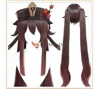 WHBHD GENSHIN Impact HUTAO HU Tao Cosplay Pelo PIGHT COPTALLES SYNTÉTICO Largo Largo RESIO Resistente Pan Pelo DE Pantallas for Mujeres + CAPIO DE Pelo