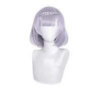 WHBHD GENSHIN Impact Noelle Cosplay 35 CM BRENDE DE FRENAJE Corte Corte PULAR Purple Cosplay Pelucas de Anime Resistente al Calor Sintético Sintético Pelucas de Halloween