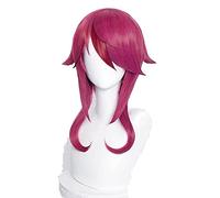 WHBHD Genshin Impact Rosaria Cosplay Mujeres Corta 55 cm Rosa Peluca roja Cosplay Anime Cosplay Pelucas Calor Resistente al Calor Pelucas sintéticas Halloween