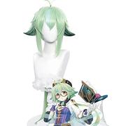 WHBHD GENSHIN Impact SCOSE Cosplay 85 CM Peluca Larga Verde Manzana Peluca Cosplay Anime Cosplay Pelucas Calor Resistente al Calor Pelucas Sintéticas Resistentes Halloween
