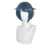WHBHD GENSHIN Impact XINGQIU Cosplay 30 CM Wig Azul Corte Corto Resistente Pelo SINTÉTICO Hombres Adultos Hombres Hombres Halloween Cosplay Pelo DE Anime