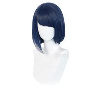 WHBHD Juego Genshin Impact Kujou Sara Cosplay 35 cm Peluca púrpura Corta con flequillos Mujeres Anime Party Halloween Traje Peluca de Pelo Cap