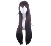 WHBHD Juego Genshin Impact Project Dark Brown Wig Ámbar Cosplay Peluca Papel Poco Polvo Halloween 80cm