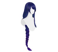 WHBHD Juego Genshin Impact ShaGun Cosplay Peluca Larga Azul Púrpura Braidada Resistente al Calor Resistente al Calor Sintético Anime Cosplay Pelucas + Peluca Cap