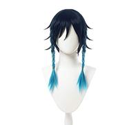 WHBHD Juego Genshin Impact Venti Cosplay Pelucas degradados Blue Azul Cosplay Peluca Braiding Pelucas Cabello sintético Resistente al Calor