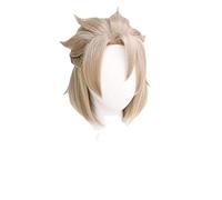 WHBHD Juego Genshin Impactar Albedo Cosplay Pelucas Luz Marrón Cosplay Peluca Peluca Cortos Resistente al Calor Pelo sintético Halloween + Peluca Cap