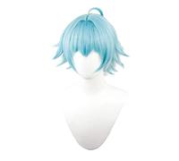 WHBHD Juego Genshin Impactar Chongyun Cosplay Pelucas Ligero Azul Corta Hombres Cosplay Peluca Pelo Sintético Resistente al Calor Halloween
