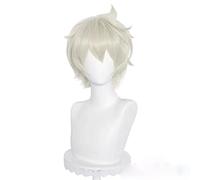 WHBHD Juego Genshin Impactar Cosplay 30 cm Peluca Golden Calor Corto Cosplay Anime Cosplay Pelucas Pelucas sintéticas Resistentes al Calor Halloween