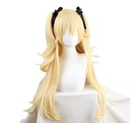 WHBHD Juego Genshin Impactar Fischl Cosplay Peluca Larga Pelucas Amarillas Largas con Panalias Ponillos Peleas Resistentes al Caliente Cinta Libre Libre