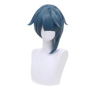 WHBHD Juego Genshin Impactar Xingqiu Cosplay Peluca Azul Azul Pelucas con Bangs Pelo Sintético Resistente al Calor Halloween