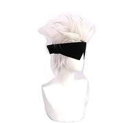 WHBHD Jujutsu Kaisen Anime gojo satoru Pelo Corto Cabello Cabello Ojo Ojo Cosplay Peluca Peluca Tapa sintético Halloween Carnaval Party Props