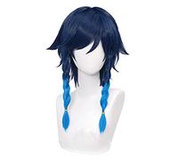 WHBHD K Juego Genshin Impact Cosplay Halloween Gradiasi Wig Venti Rambut Sintetis Kepang Tahan Panas