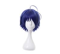 WHBHD Maravilla Huevo prioridad ai ohto Cosplay Peluca Azul Oscuro Azul Triangular Clip de Pelo Resistente al Calor Pelo sintético Hombres Mujeres Peluca Fiesta