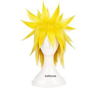 WHBHD Namikaze Minato Cosplay Peluca Corto Limón Amarillo Amarillo Resistente al Calor Peluca Sintética + Peluca Cap
