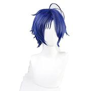 WHBHD Pregunta de Huevo Maravilla Ohto ai Cosplay Peluca Corta Azul Resistente al Calor Resistente al Pelo Ocular impar Ojo Anime rol Juego