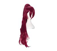 WHBHD Puella Magi Madoka Magica Kyouko Sakura Kyoko Cosplay Peluca Largo Rojo con Un Chip Caja de Caballo Resistente al Calor Peluca Sintética + Paño de Peluca