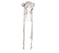WHBHD Sailor Moon Tsukino Usagi Cosplay Pelucas 100 cm Larga Plata Gris Resistente al Calor Peluca Sintética Sintética + Peluca Cap