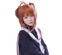 WHBHD Sakura Kinomoto Cosplay Tarjeta de Peluca Captores Sakura Anime Traje Play Pelucas Disfraces de Halloween Pelo