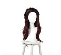 WHBHD Tanjiro Cosplay kimetsu no Yaiba kamado tanjirou Cosplay Mujer Rojo marrón Peluca Cosplay Anime Cosplay Calor Resistente al Calor Pelucas sintéticas