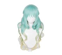 WHBHD Tenkuu shinpan shinzaki kuon Cosplay Peluca Invasión de Alto Nivel Largo Rizado gradiente Azul Dorado Pelo Halloween Anime Pelucas + Peluca Gorra