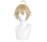 WHBHD Tohma Cosplay Peluca Juego genshin Impact tohma luz marrón Caballo Caballo Pelo Peluca Anime Halloween Party Carnival rol Pelea