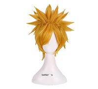 WHBHD Uzumaki Cosplay Pelucas 30 cm Corta Corta Amarillo Peluca Sintética Amarillo Peluca Sintética + Peluca Cap