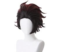 WHBHD Wigs Prop! : Kimetsu No Yaiba Kamado Tanjirou Cosplay Ochre Rojo Gradually Reddish-Brown Hair Role Play Accessories