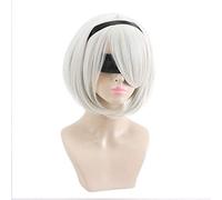 WHBHD Yorha No.2 Tipo B Wig Cosplay Wig Nier: Automata 2b 2e Traje de Juego Pelucas Disfraces Pelo