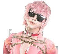 WHBHD Yuri Ayato Cosplay Yarichin Bitch Club Cosplay 35 cm Peluca Corta Navidad Peluca Rosa de Navidad Cosplay Anime Pelucas sintéticas Resistentes al Calor