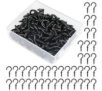 WHC 120 Piezas Ganchos Atornillables, 1/2'' Negro Ganchos de Tornillo, Acero al Carbono Ganchos Rosca, Gancho de Rosca de Metal para Manualidades, Bricolaje, Joyería, Decoración, Colgante, con Caja
