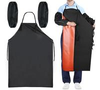 Whcctl 110 * 80cm Delantal, Delantal Cocina Hombre, Impermeable y Resistente al Aceite, PVC, Viene con un par de Manguitos, para Cocina, Carnicero, Jardinero (Negro)
