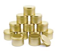 Whcctl 12 Piezas 65 * 45mm, Tarros para Velas, Tarro Metal Dorado, Kit Hacer Velas, Latas de Vela con Tapa, Pequeña Aluminio, para Hacer Velas, Ungüentos Cosméticos, Especias, Polvos (Oro