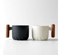 Whcctl 2 Piezas Tazas de Cafe 70ml, Tazas Cafe con Leche, Tazas Pequeñas de Café, con Asa, para Té Matcha, Té Verde, Espresso, Latte (Negro + Blanco)