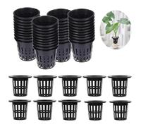 Whcctl 50 macetas hidropónicas, sistema hidropónico, maceta de malla hidropónica, hidropónica, para el cultivo de plantas de jardín, huertos, etc. (negro)