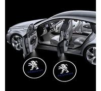 WHDPPP 2 Piezas Proyector de Luz para Puerta de Coche para Peugeot 306/307/308 - Luces LED de Bienvenida Logo - Lámpara de Cortesía Iluminación de Entrada,A Black-2