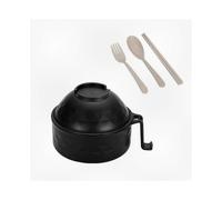 Wheat Straw Ramen Noodle Bowl Set with Handles in Black for Instant Noodles Cooking
